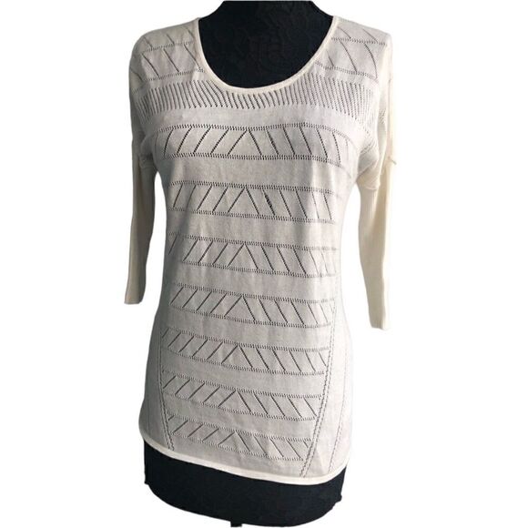 NATIVE OUTSIDERS Women’s Off White Beige Sweater Shirt Open Button Back Camisole - Picture 2 of 5